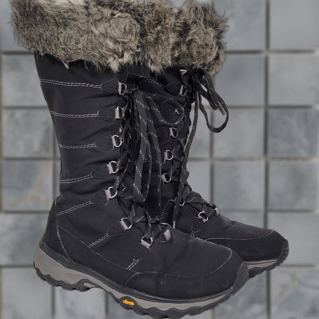 Eddie Bauer Eddie Bauer Boots Women's Size 6.5/37EU Black Waterproof Snow Faux Fur Trim Mid-Calf Shaft 10 in Leather Synthetic Casual Winter Size US 7 / IT 37 - 1 Thumbnail