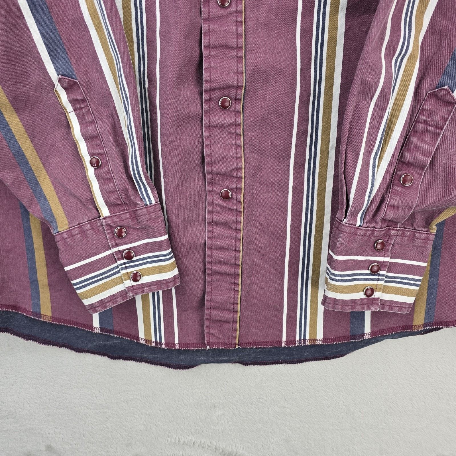Wrangler Vintage Wrangler Brushpopper Shirt Men XL Stripe Pearl Snap Size US XL / EU 56 / 4 - 5 Thumbnail