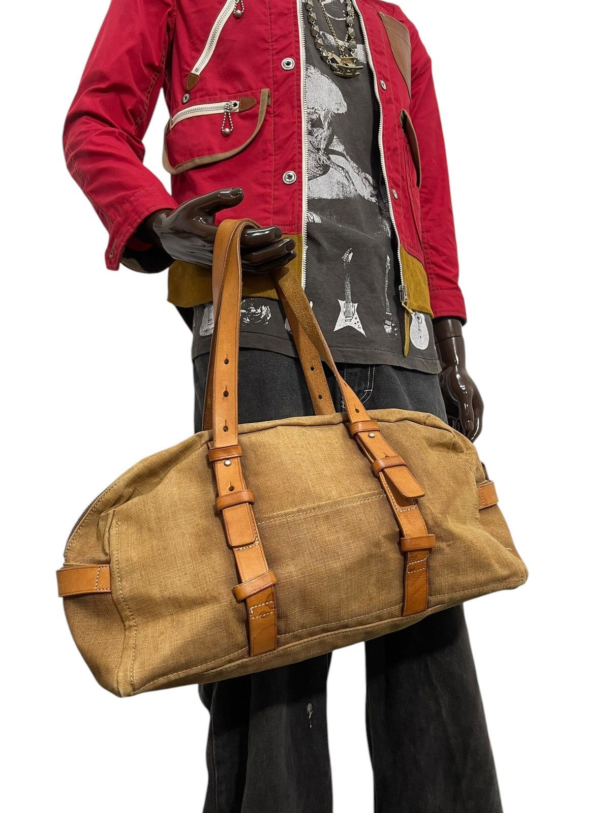 Genuine Leather Leather Cotton Canvas Lagasha Japan East/West Bag 1🟩5 Size ONE SIZE - 1 Thumbnail