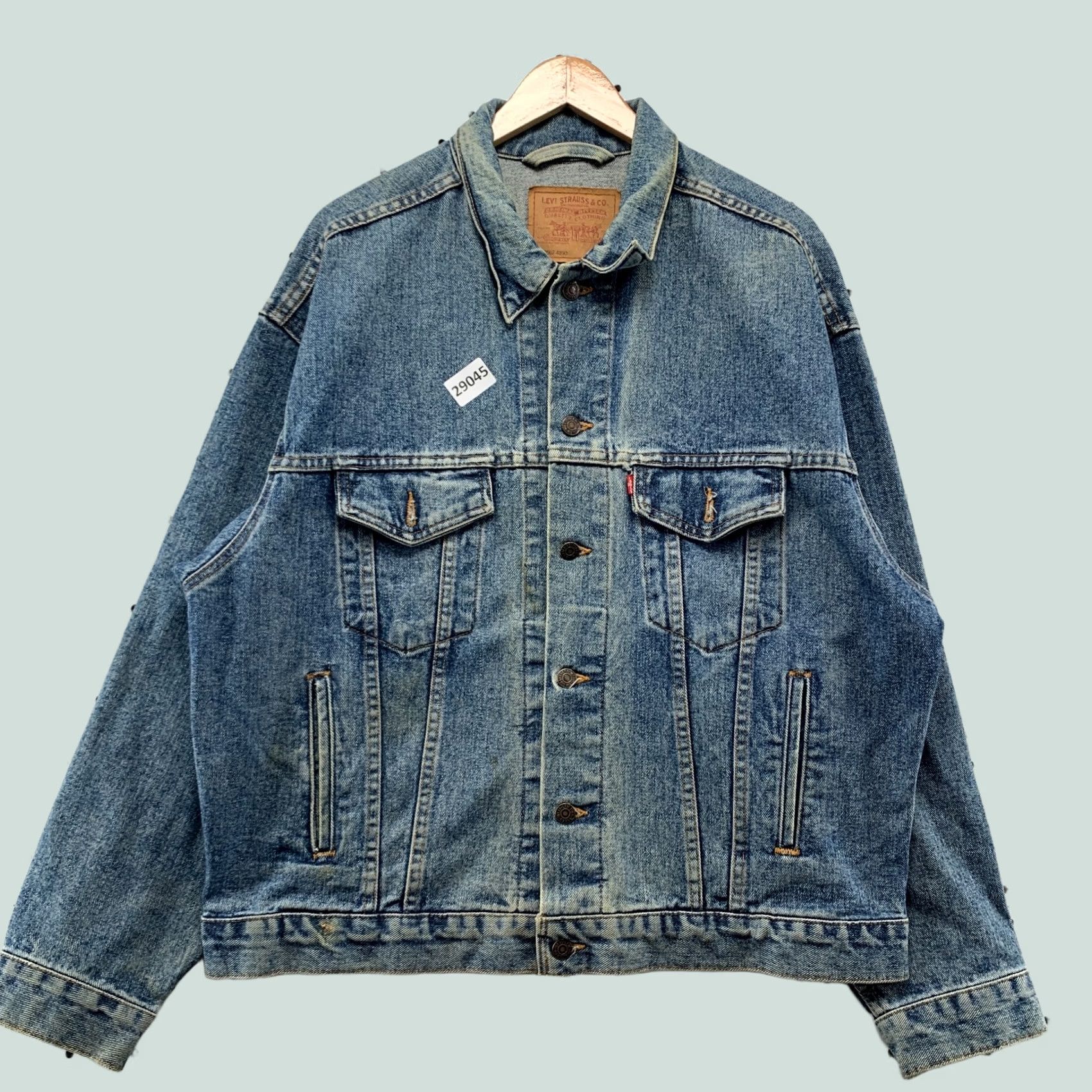 Levi's VINTAGE Levi's Denim Trucker Jacket Mens Large Button Mad In USA 25x26.5 90s Trucker Jacket Blue Jeans Size US 33 - 1 Thumbnail