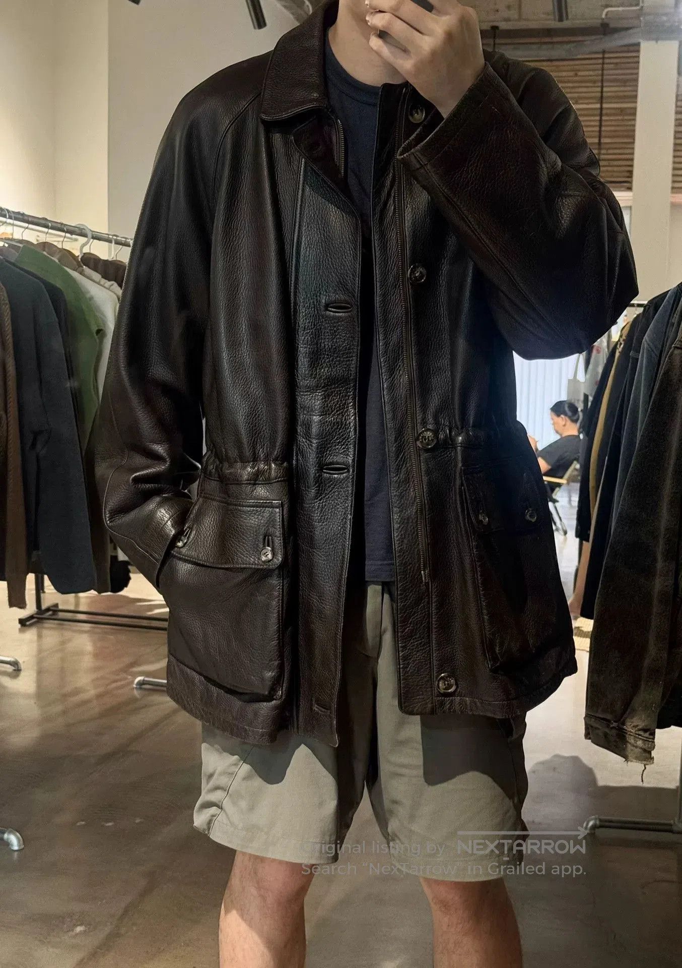 Loro Piana luxurious dark leather jacket with cashmere lining. Size US L / EU 52-54 / 3 - 3 Thumbnail