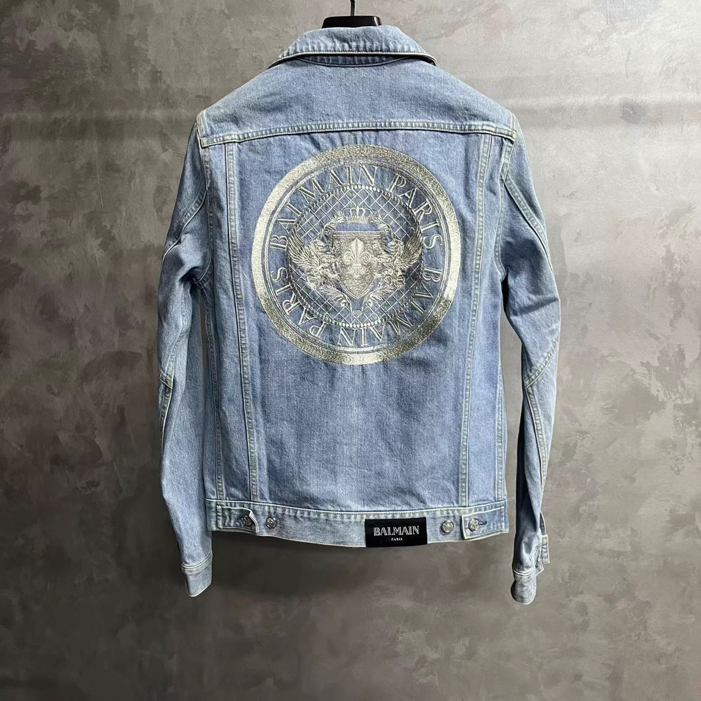Balmain Balmain Blue L/S Logo-Embroidered Lapel 1Btn Denim Jkt Size US M / EU 48-50 / 2 - 2 Thumbnail