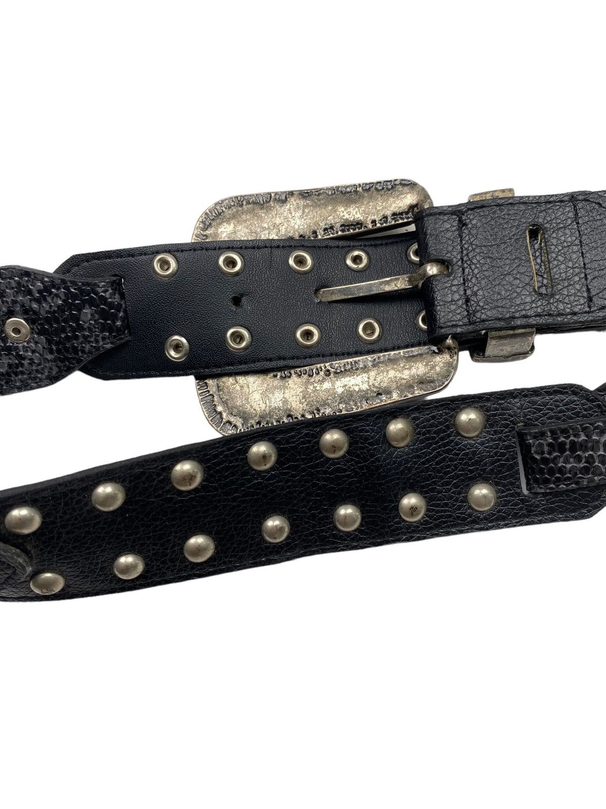 Japanese Brand × Vintage Black Crystal Studded Snakeskin leather belt Size ONE SIZE - 5 Thumbnail