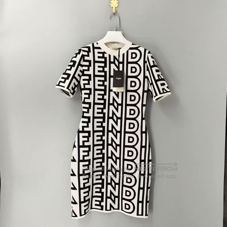 Fendi Fendi Black and white barrage all-over print knit dress Size XXS / US 00 / IT 34 - 1 Thumbnail