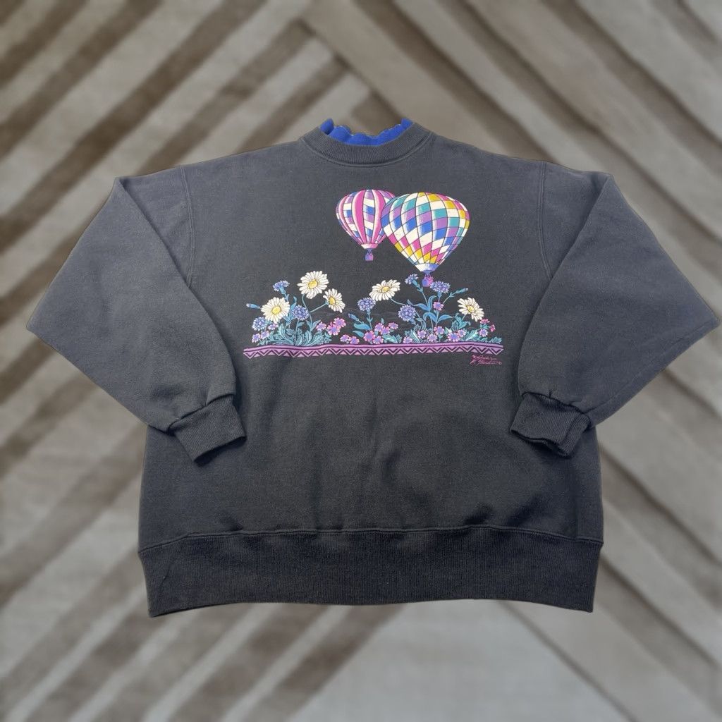 Vintage VINTAGE Morning Sun Sweatshirt Pullover Knit Black Long Sleeve 90s Holiday Tree Graphic Print L Women Size L / US 10 / IT 46 - 1 Thumbnail