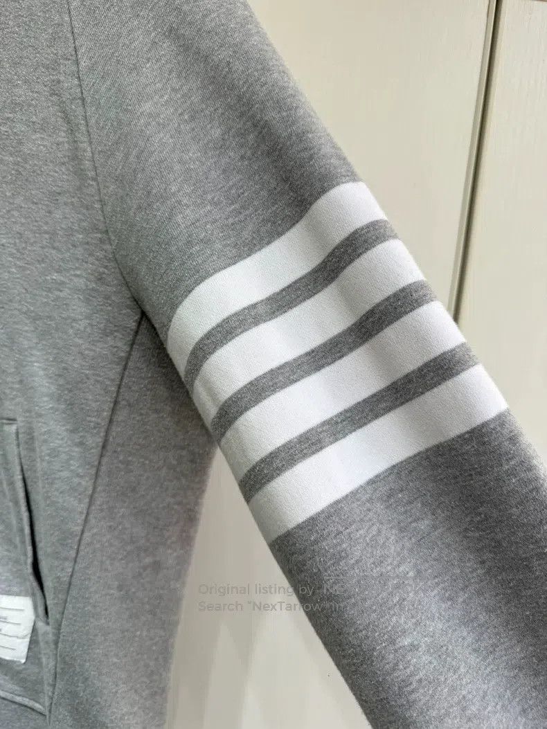 Thom Browne Thom Browne Gray Four Stripe Zip-Up Jacket Size US XL / EU 56 / 4 - 5 Thumbnail