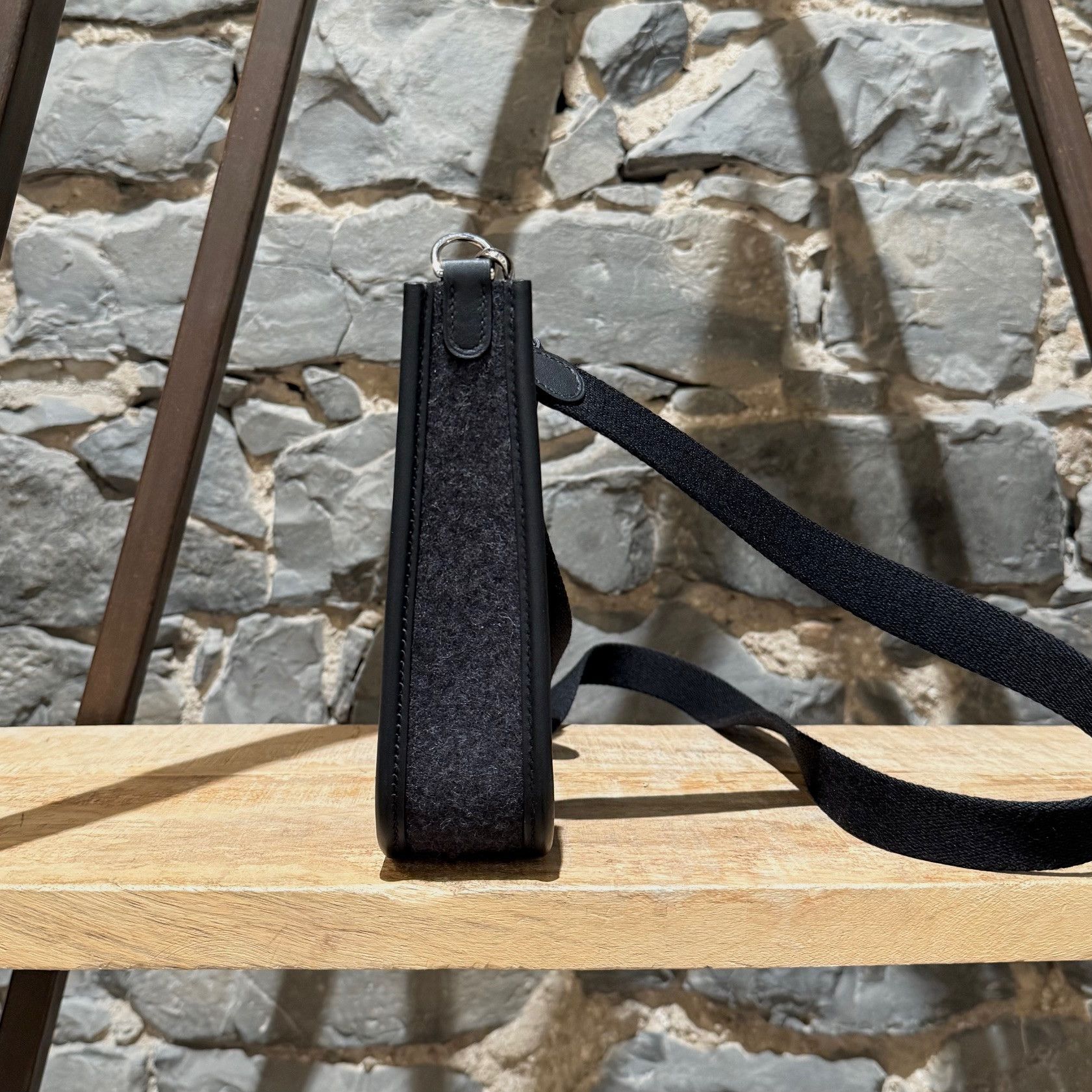 Hermes Hermès 2023 Black Wool Feutre Evelyne 16 TPM Crossbody Bag Size ONE SIZE - 6 Thumbnail
