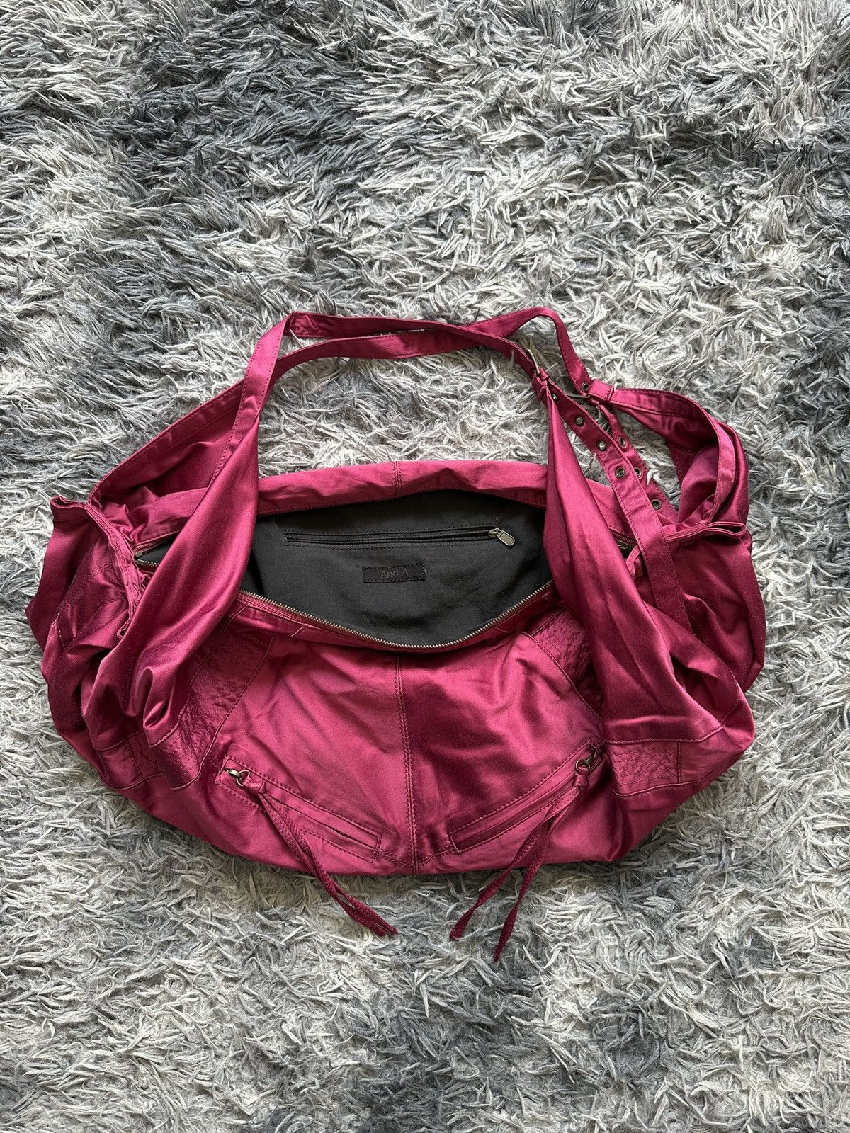 Japanese Brand 00's And A Japan 2 way cotton burgundy bag Size ONE SIZE - 15 Thumbnail