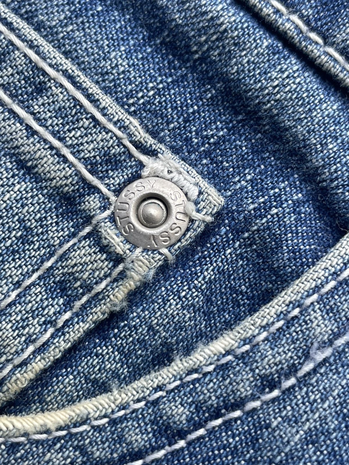 Stussy Vintage Stussy Works Distresed Denim Size US 33 - 25 Thumbnail