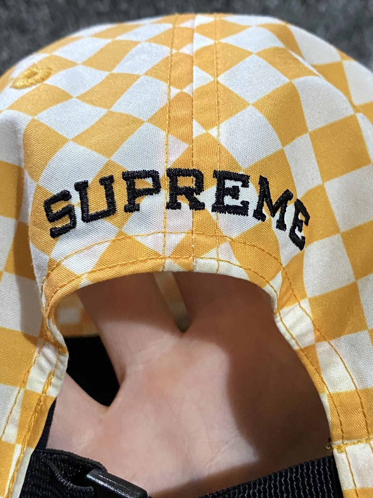 Supreme x The North Face Hat Men Gold Metallic 6-Panel Adjustable Cap Logos  SS18