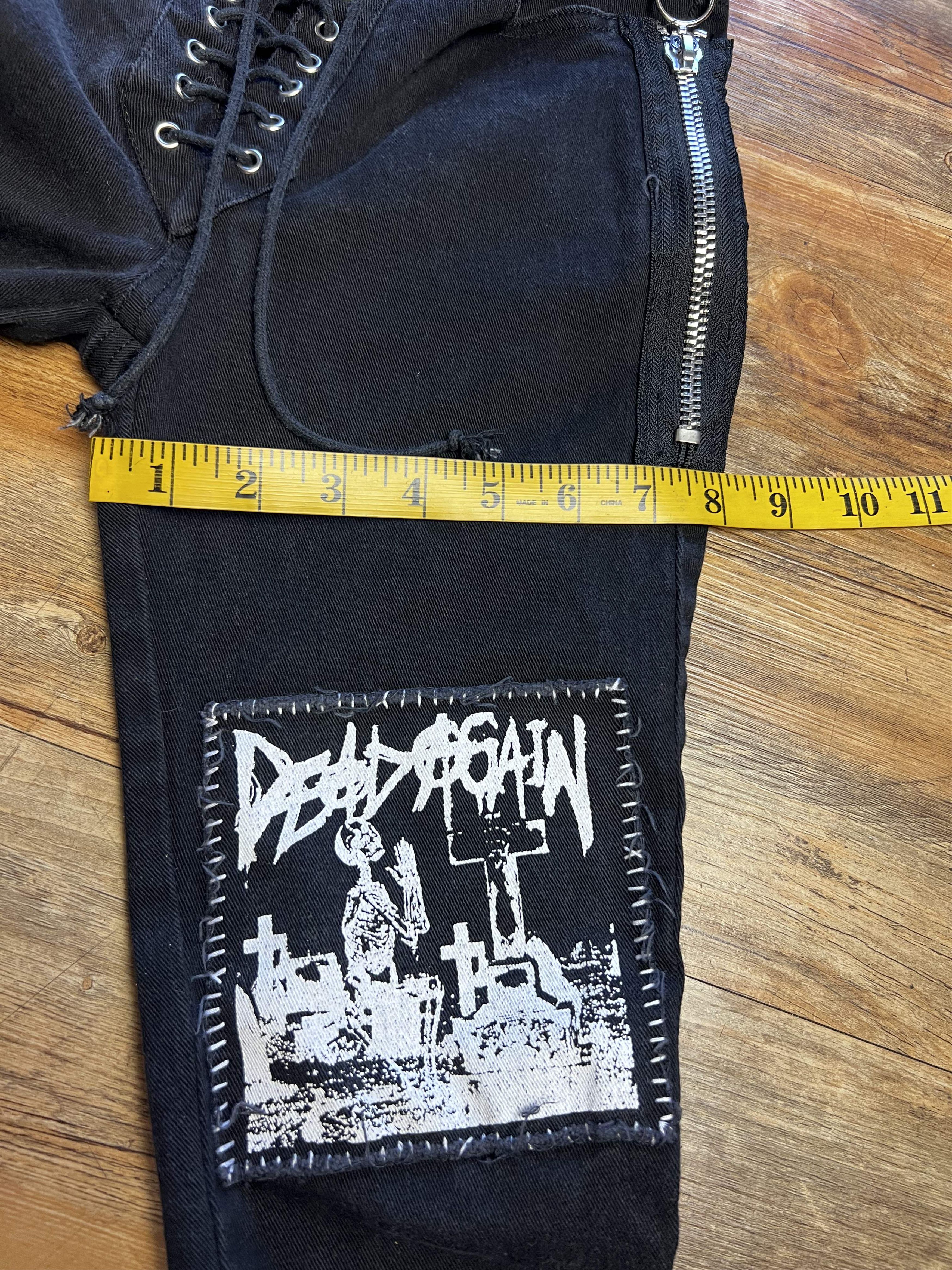 Current Mood Dolls Kill Current Mood Patchwork Lace Up Front Skinny Jeans Size 22" - 15 Thumbnail