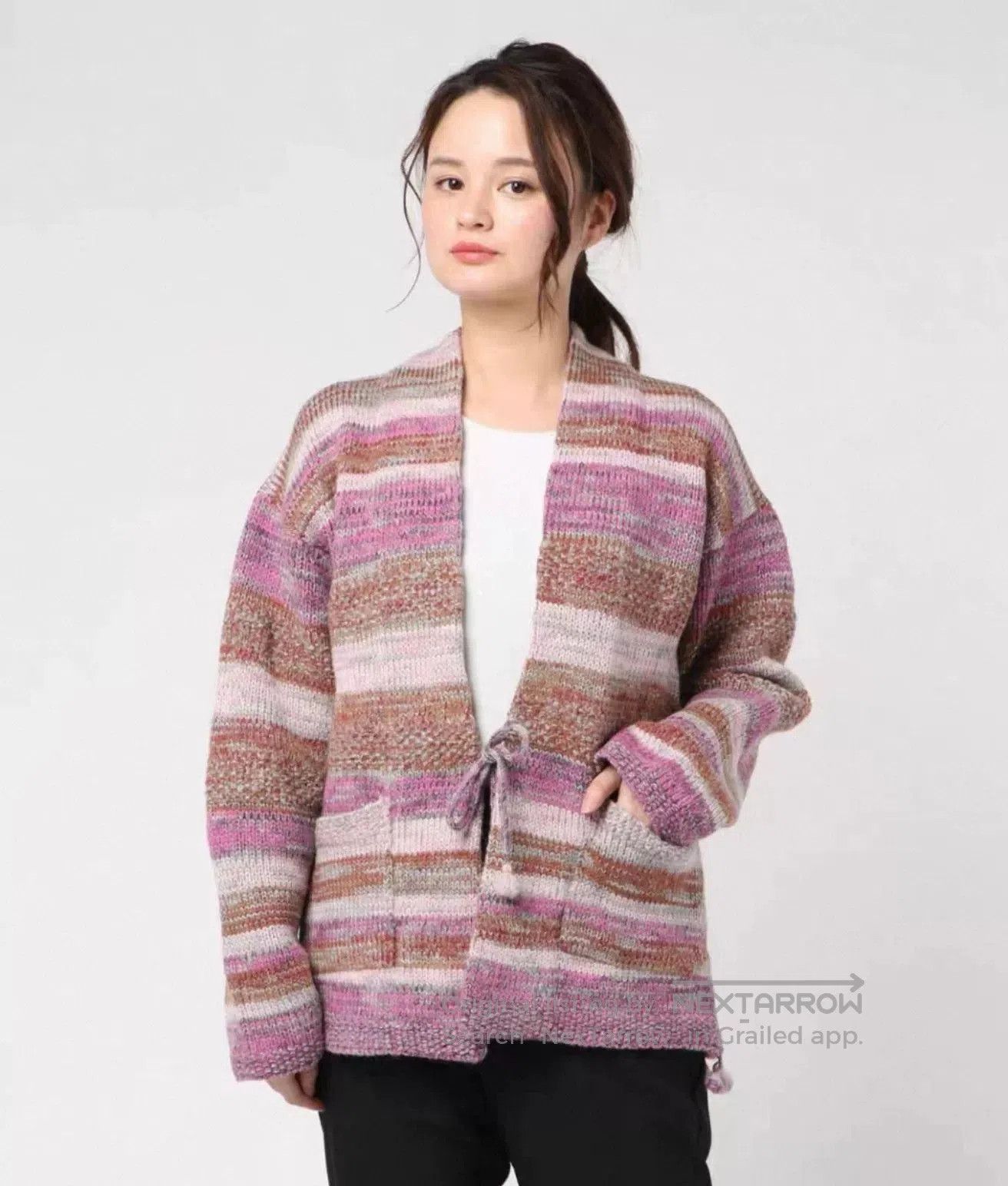 Pink Knit Cardigan Sweater from Japan.
