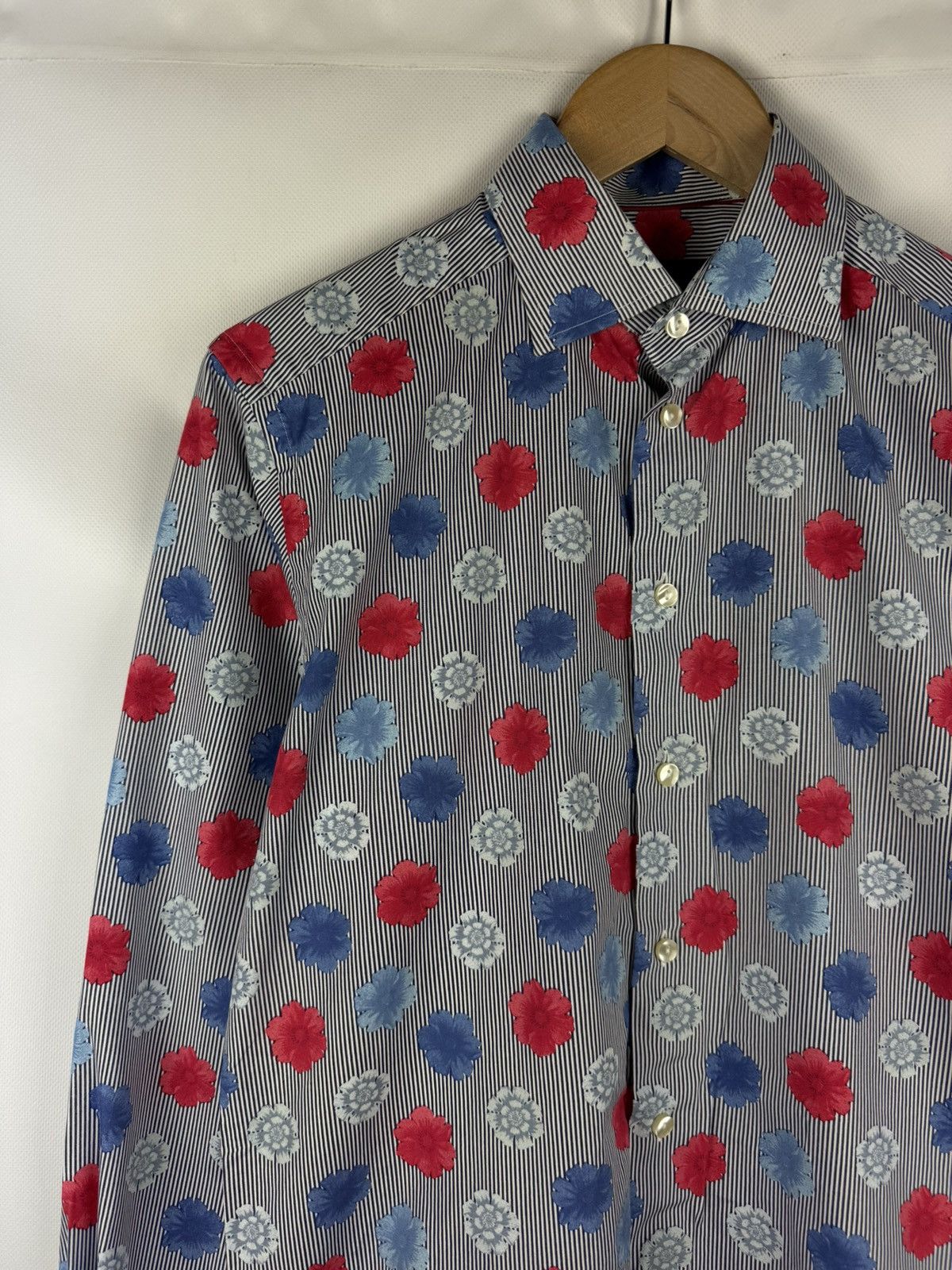 Eton Eton Long Sleeve Striped Floral Pattern Button Up Shirt Size US S / EU 44-46 / 1 - 8 Thumbnail