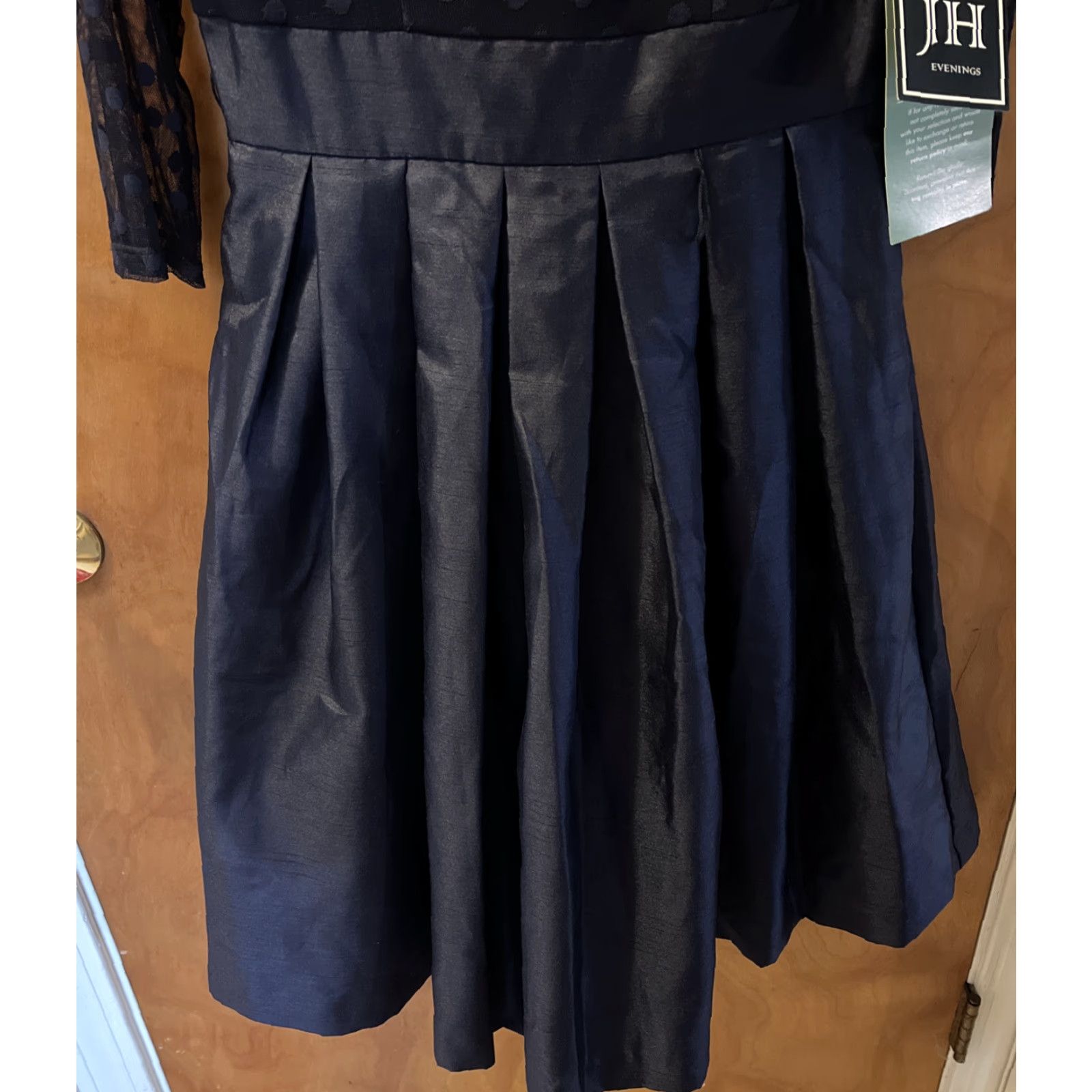 Etro VINTAGE JH Evening Women Dress Retro 50s Polka Dot Knee Length Fit & Flare Petites Navy Blue Size 2P Size XS / US 0-2 / IT 36-38 - 3 Thumbnail