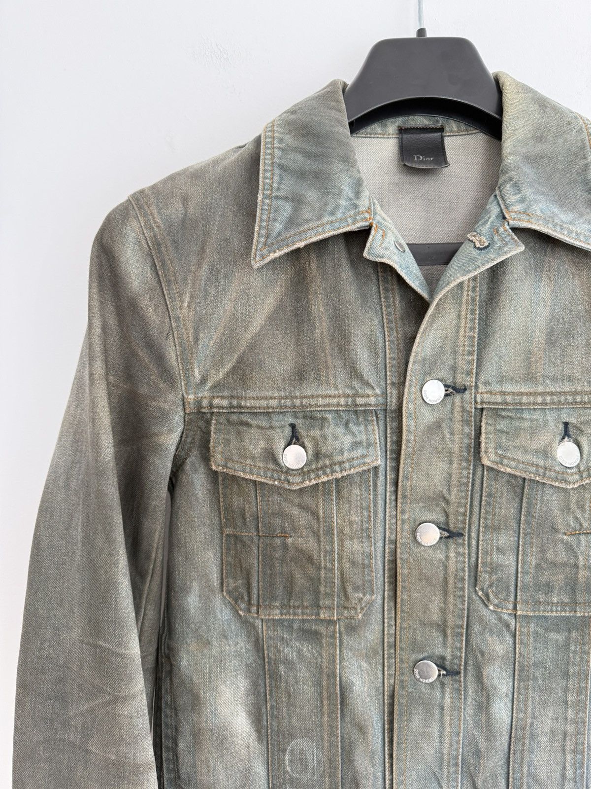 Dior × Hedi Slimane S/S 2004 “Strip” Dirty Bleu Clair Denim Jacket Size US M / EU 48-50 / 2 - 3 Thumbnail