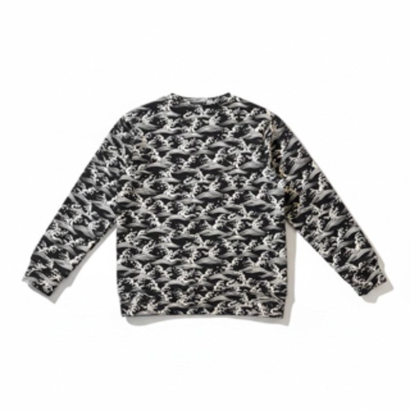 Sandro Sandro Navy & White Ocean Pattern Men's Sweatshirt Small Size US S / EU 44-46 / 1 - 3 Thumbnail
