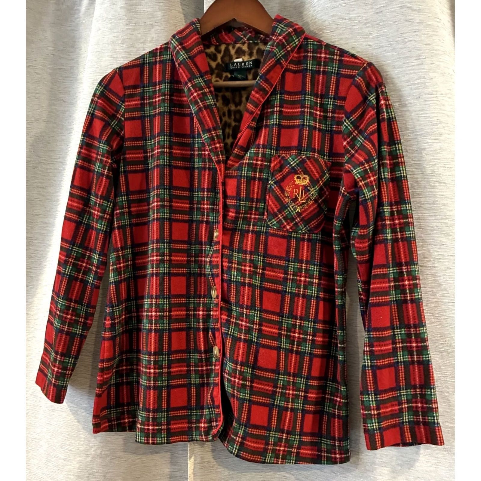 Ralph Lauren Lauren Ralph Lauren Pajama Set Womens Size S Red Tartan Plaid FLANNEL Pajama Top Pants Size ONE SIZE - 3 Thumbnail