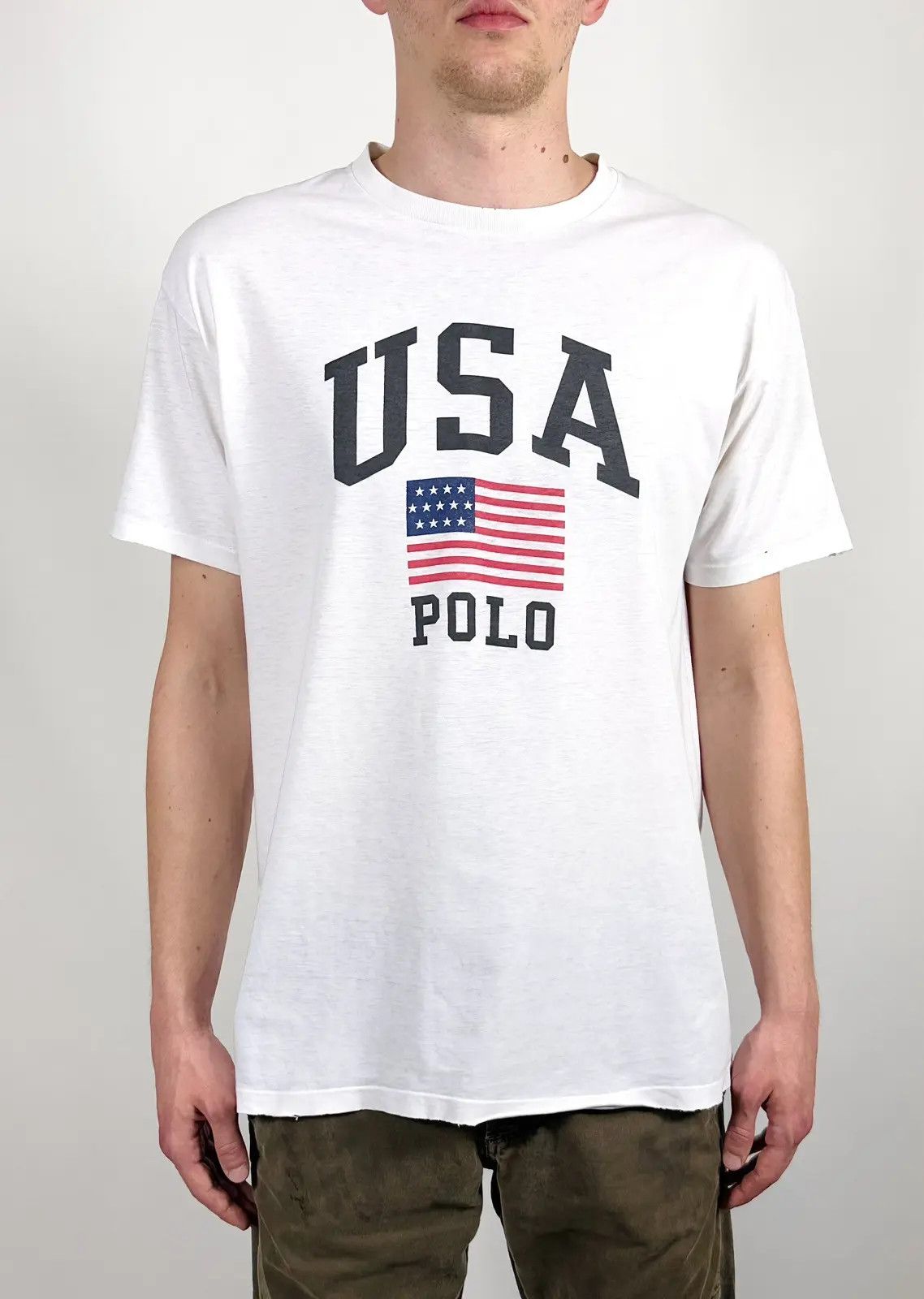 Polo Ralph Lauren × Vintage 90s Vintage Polo Sport Ralph Lauren USA Flag Tee T-Shirt Size US L / EU 52-54 / 3 - 2 Thumbnail