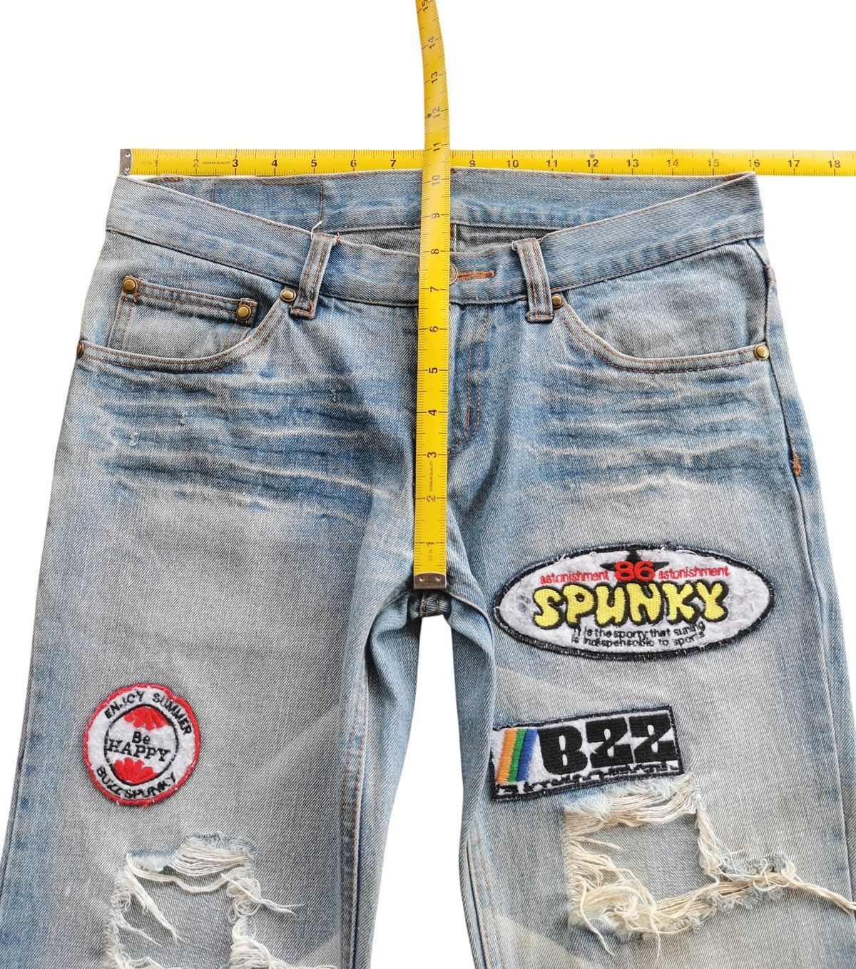 Japanese Brand Vintage Japanese Brand Buzz Spunky Patched Denim Flare Jeans Size US 32 / EU 48 - 10 Thumbnail