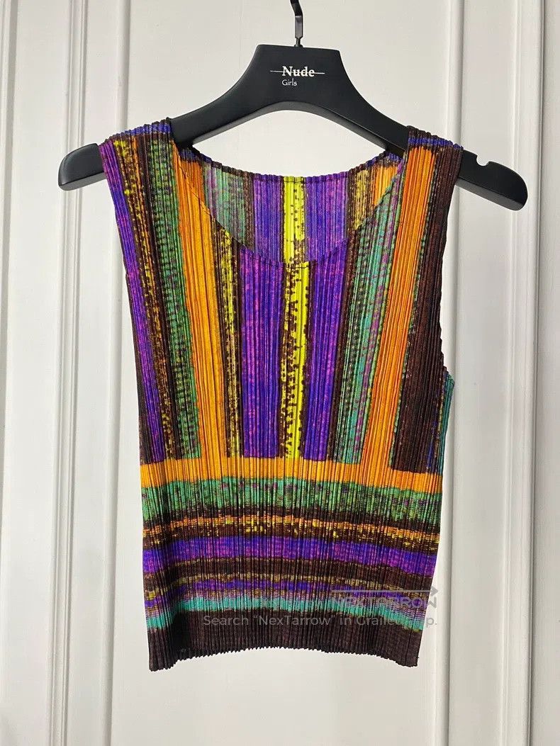 Issey Miyake Issey Miyake Ethnic Style Pleated Printed Tank Top Size S / US 4 / IT 40 - 1 Thumbnail