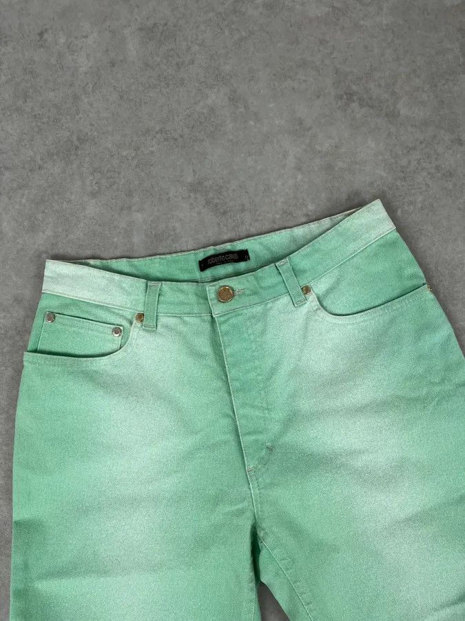 Roberto Cavalli 2000s Roberto Cavalli Mint Green Faded Jeans Size 25" / US 0 / IT 36 - 6 Thumbnail