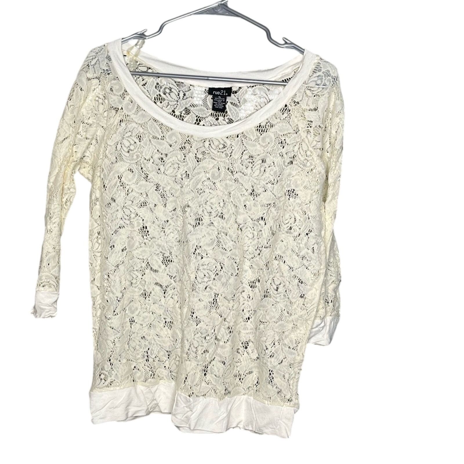 rue21 Rue 21 Lace long sleeve top size XL Size XL / US 12-14 / IT 48-50 - 1 Thumbnail