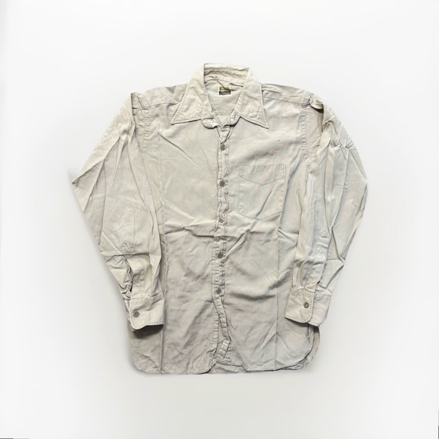 Vintage VINTAGE Reeves Poplin Shirt Mens M Sanforized Cotton Workwear Beige Long Sleeve Button-Front 1940s Mil... Size US M / EU 48-50 / 2 - 2 Thumbnail