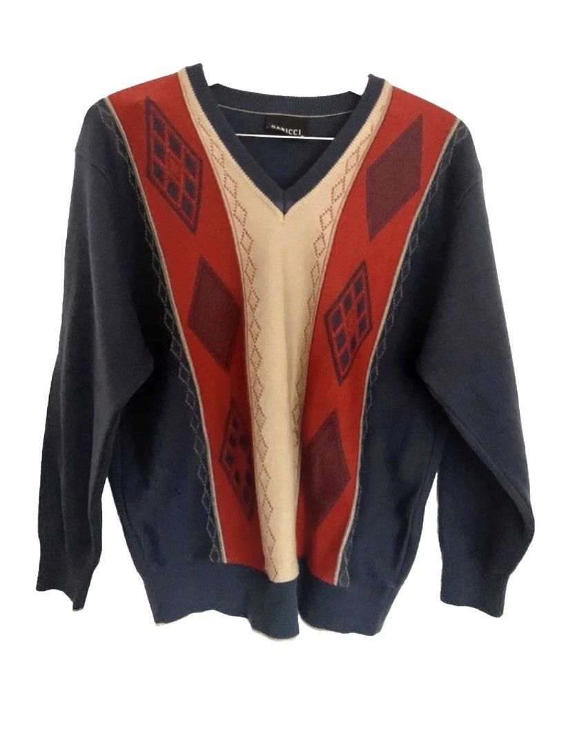 Gabicci Wool Vintage 90s Gabicci blue and burgundy sweater knitwear Size US M / EU 48-50 / 2 - 3 Thumbnail
