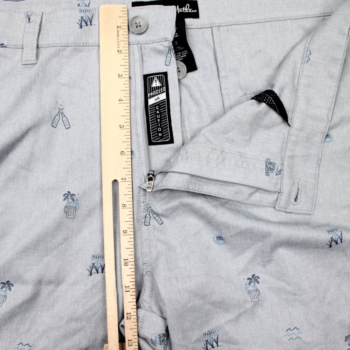 TravisMathew Travis Mathew Shipfaced AOP Shorts Mens 38 Gray Polyester Spandex 11" Inseam Bermuda Slim/Regular Fit Size US 38 / EU 54 - 7 Thumbnail