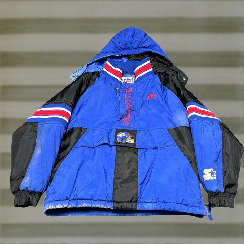 Starter VINTAGE Starter New York Giants Half Zip Jacket Proline MEDIUM NFL Football Jacket Mens Blue Size US M / EU 48-50 / 2 - 1 Thumbnail
