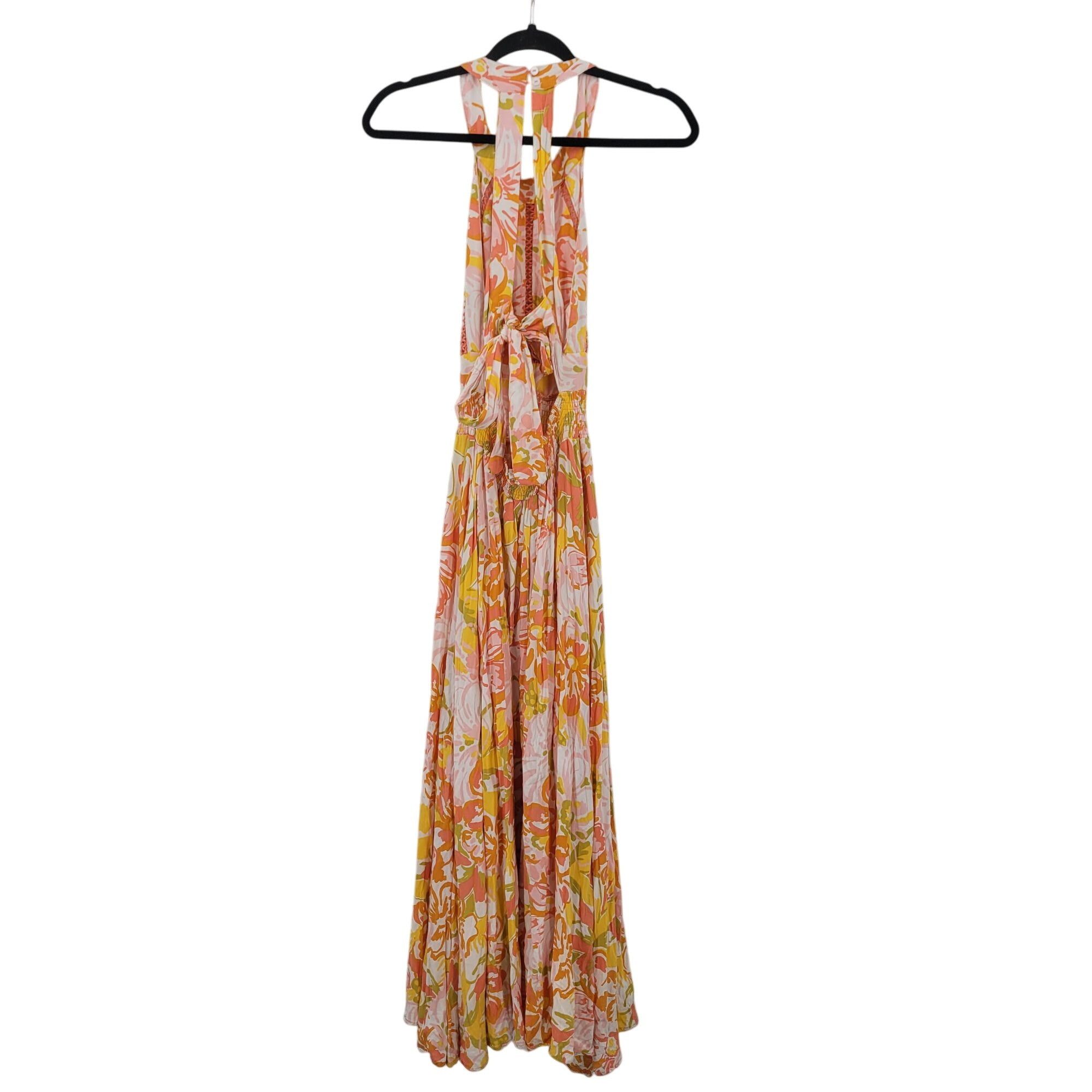 Anthropologie Abel The Label Sz S Pink Orange Floral Tie Cutout Halter Max Size S / US 4 / IT 40 - 8 Thumbnail