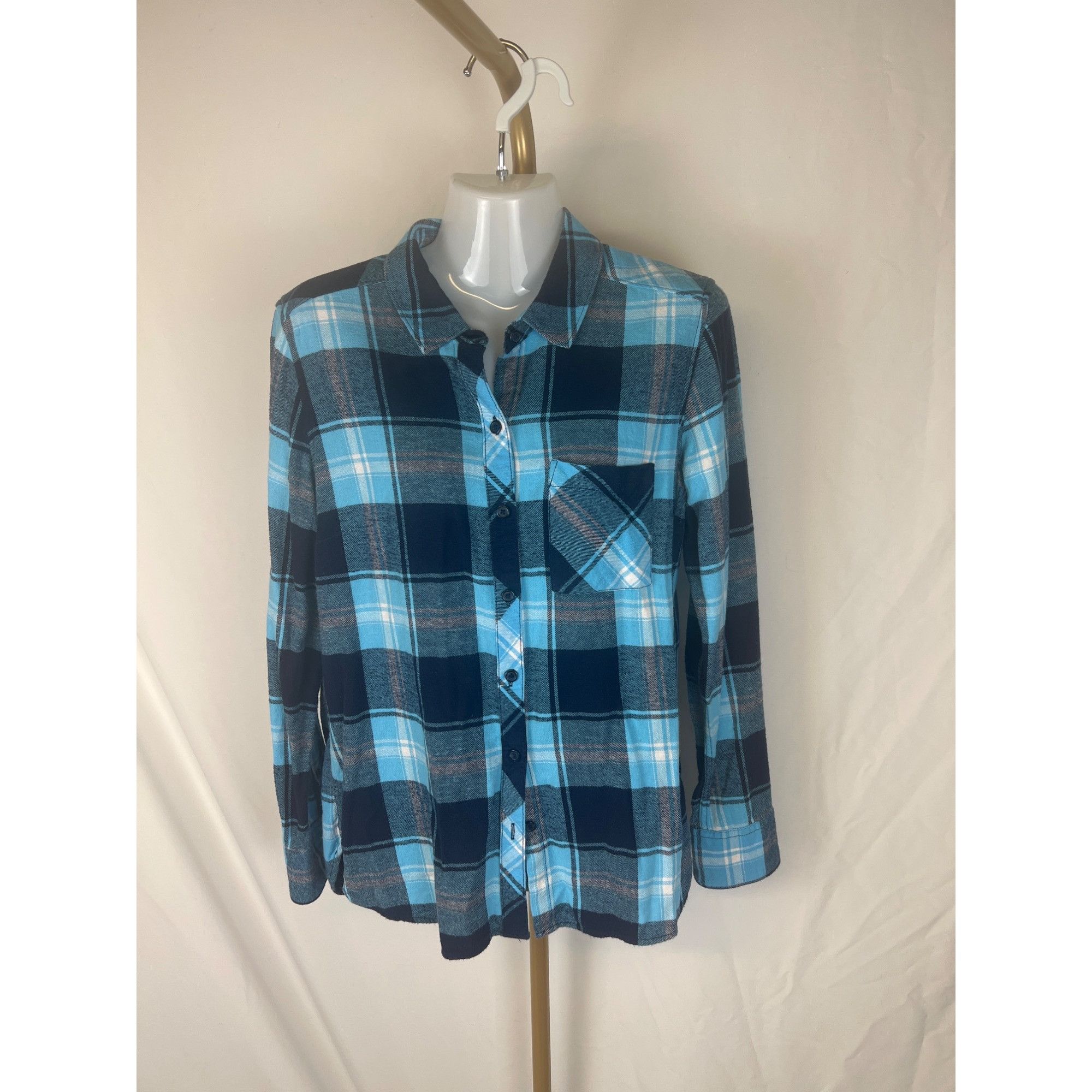 Woolrich Woolen Mills Woolrich Womens Blue Plaid Button-Up Shirt M/M 100% Cotton M Size M / US 6-8 / IT 42-44 - 1 Thumbnail
