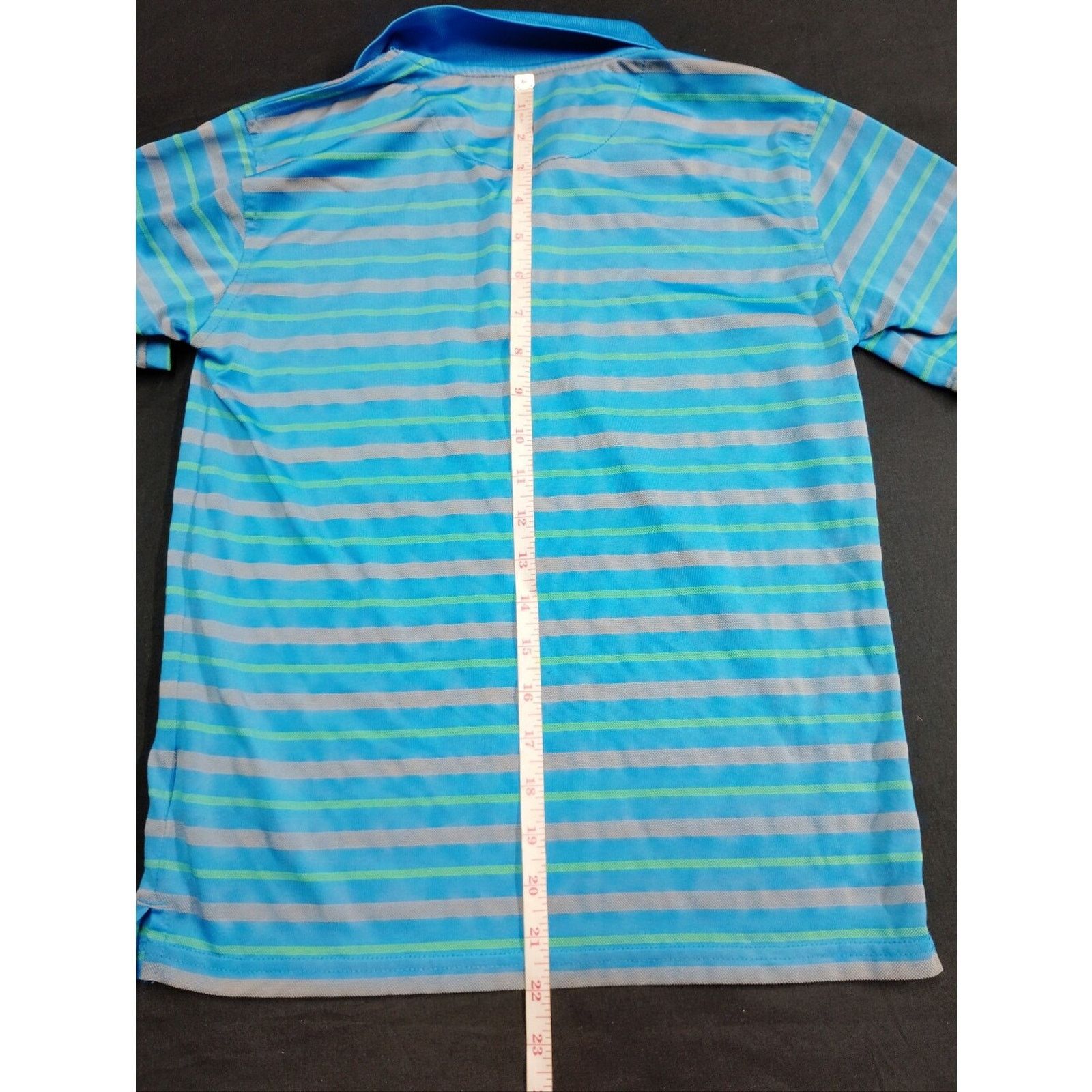 George George Polo Shirt in Aqua and Teal Stripes Size L / US 10 / IT 46 - 4 Thumbnail