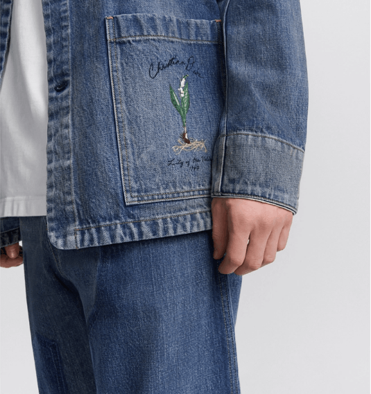 Dior o1w1db10525 493D49 Lily of the Valley Overshirt in Blue Size US L / EU 52-54 / 3 - 6 Thumbnail