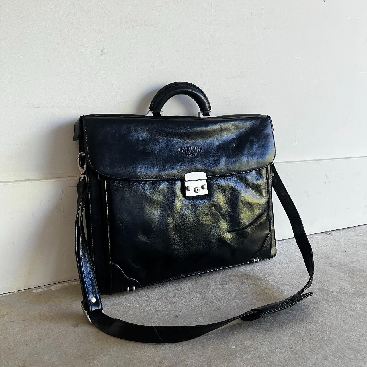image of Italian Designers Vintage Gardini Italy 100% Genuine Leather (Briefcase) Bag in Black, Men's
