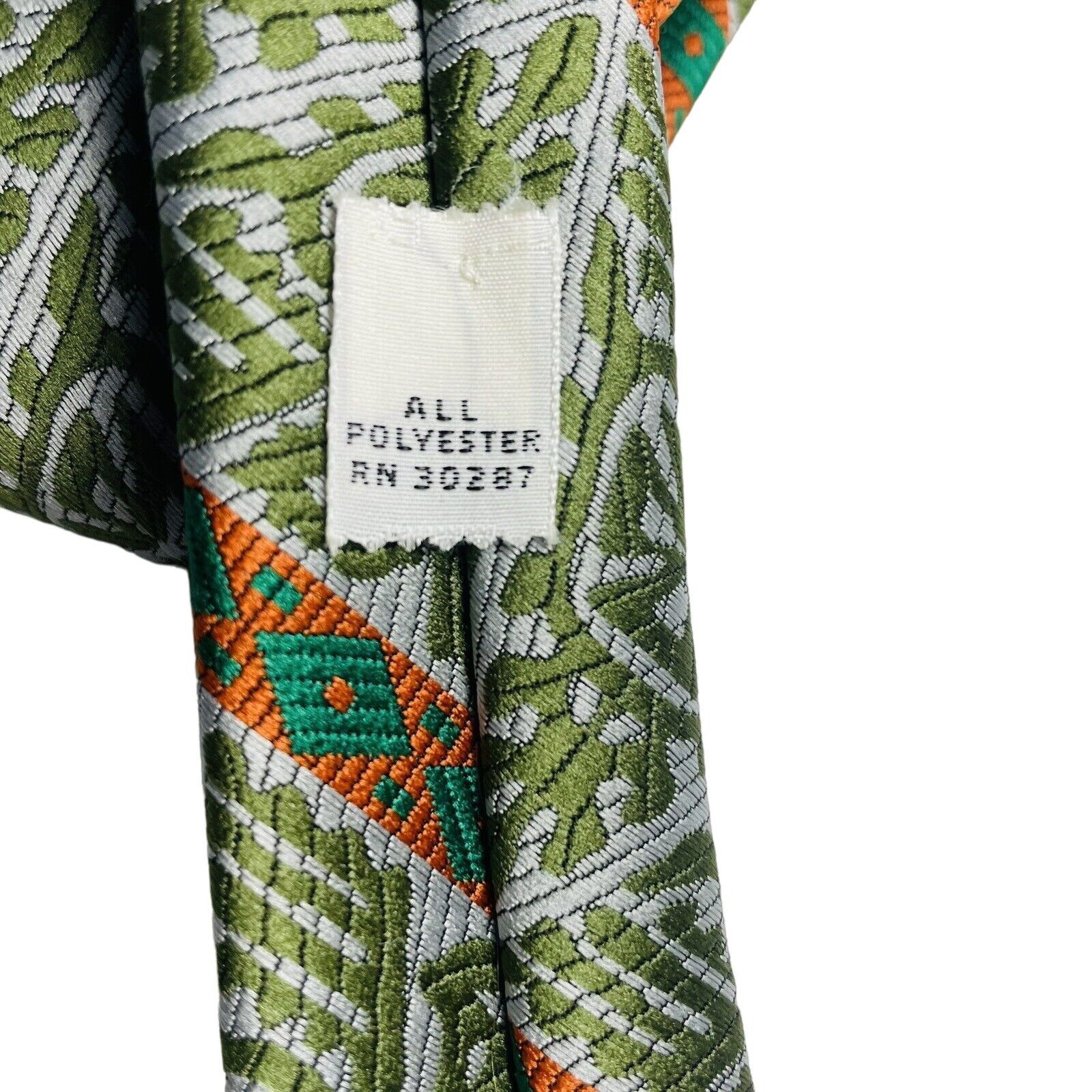 Vintage The Huckster Mens Necktie Green Orange Neck Tie Size ONE SIZE - 4 Thumbnail