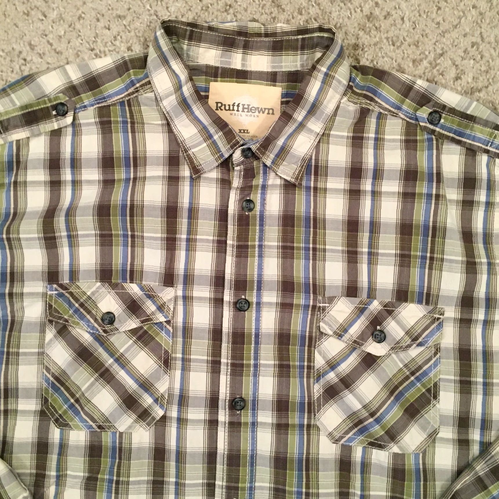 Vintage Ruff Hewn Shirt Mens XXL Green Plaid Long Sleeve Button-Up Shirt Mens Size US XXL / EU 58 / 5 - 3 Thumbnail