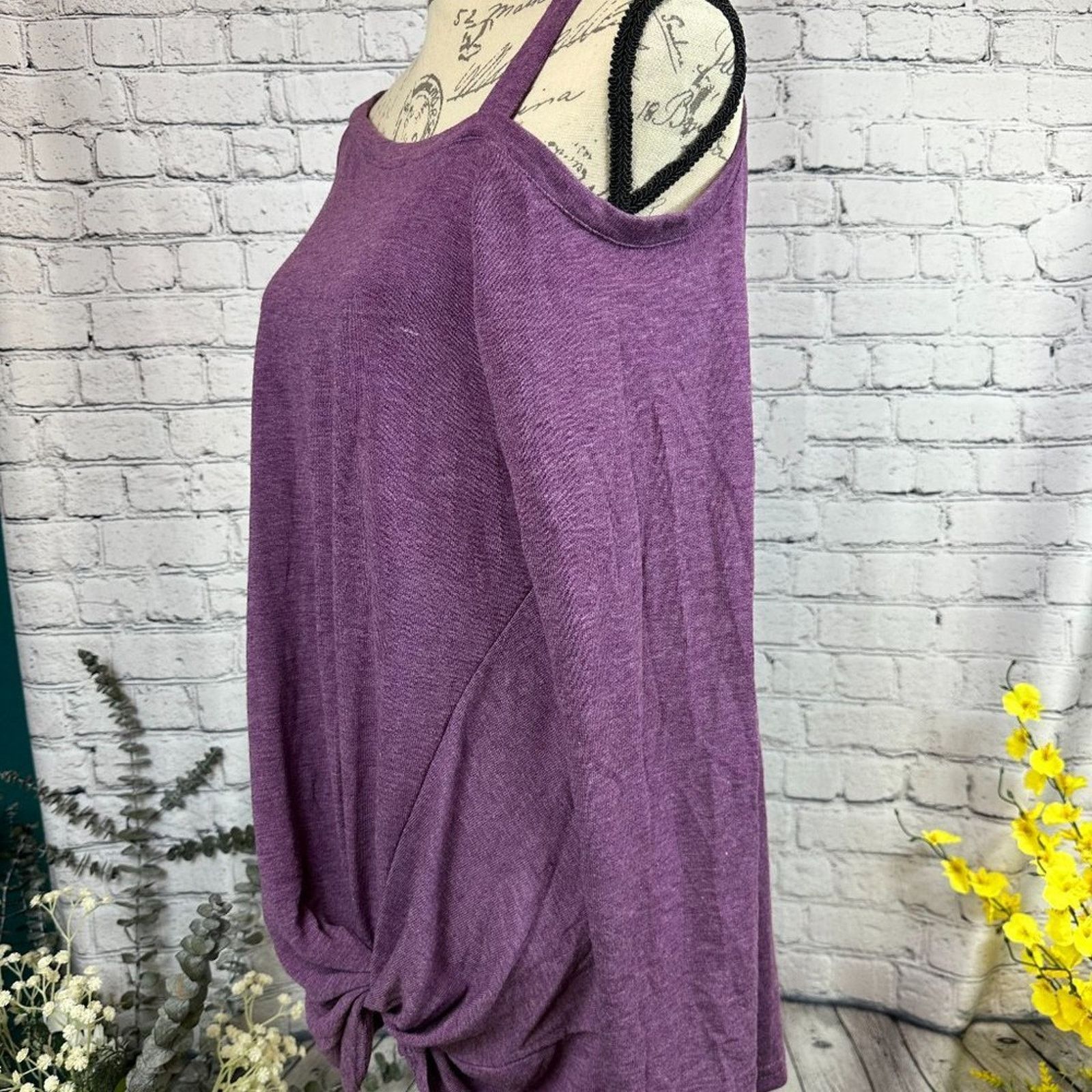 Other Leo Rossi Cold Shoulder Twist Front Top Tunic Blouse Plum XL Size XL / US 12-14 / IT 48-50 - 7 Thumbnail