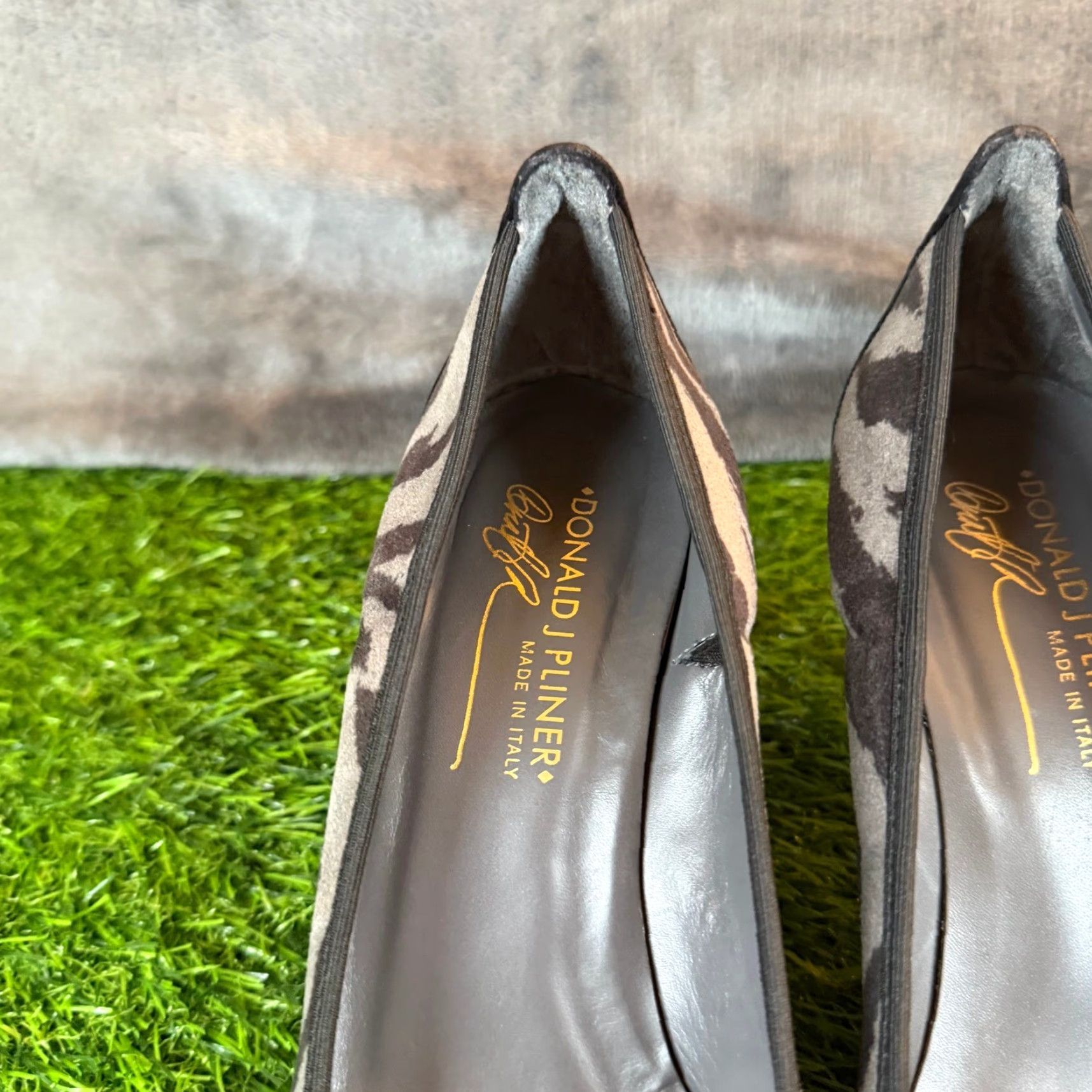 Donald Pliner Donald J Pliner Rena Zebra Pumps Womens 7M Pump Pointed Toe Kitten Heel Suede Grey Black Zebra Print Italy Contemporary Women’s Shoes Size US 7 / IT 37 - 5 Thumbnail