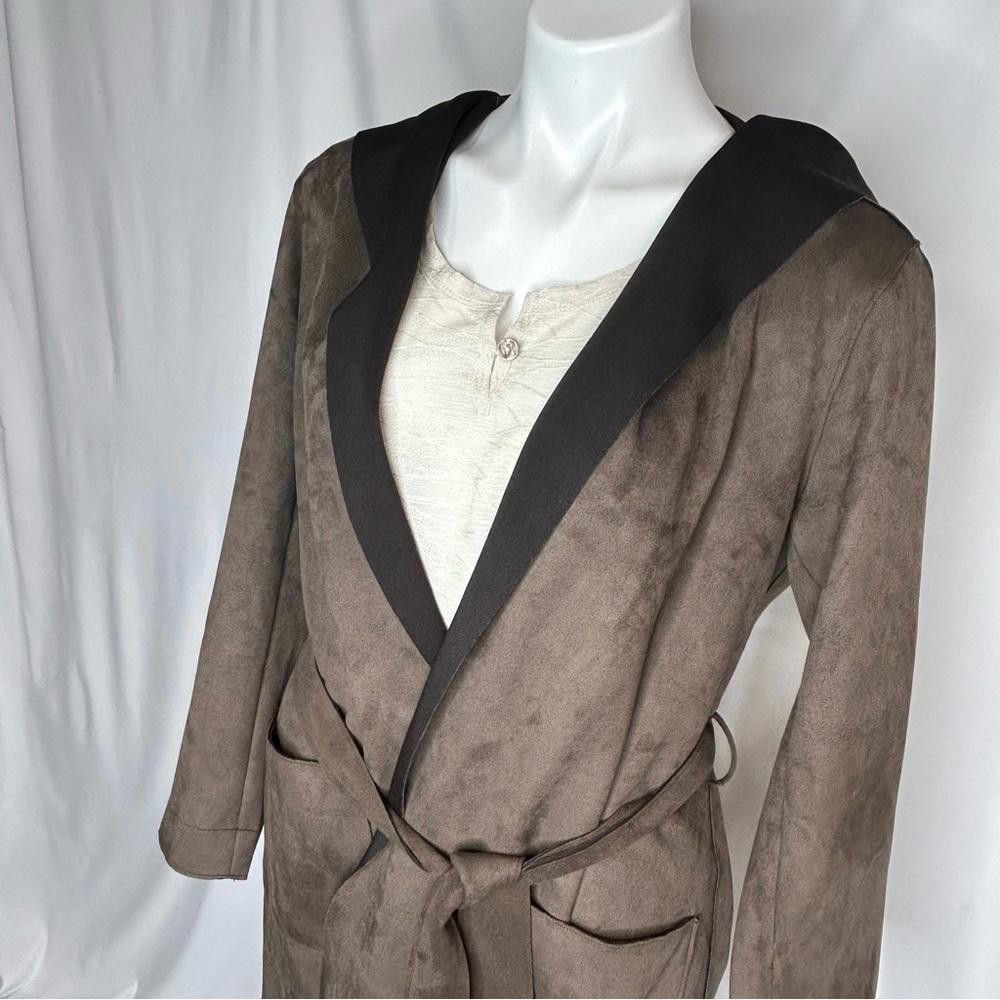 Zara Zara Basic Faux Suede Hooded Jacket w/ Matching Belt, Med Size M / US 6-8 / IT 42-44 - 5 Thumbnail