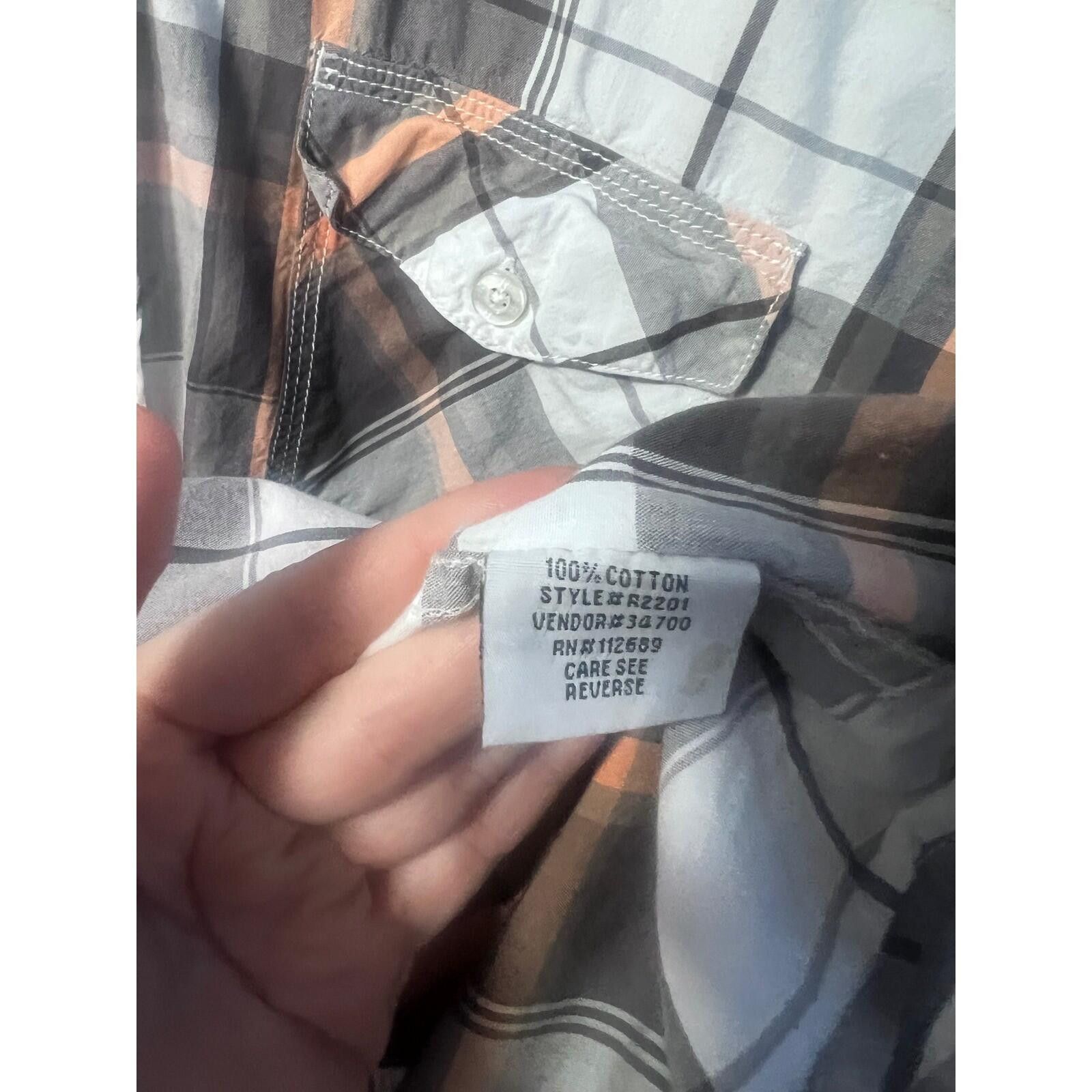 Other Reclaim Plaid Button Down Mens L Grey Orange Athletic Fit Size US L / EU 52-54 / 3 - 7 Thumbnail