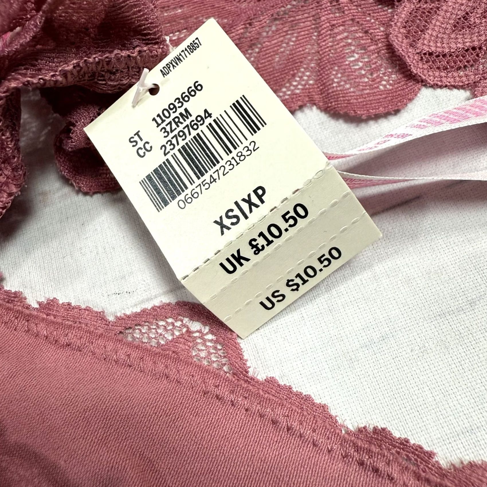 Victoria's Secret PINK Victoria's Secret Extra Low Rise Thong Panty Burgundy Lace XS NWT Size 26" / US 2 / IT 38 - 6 Thumbnail