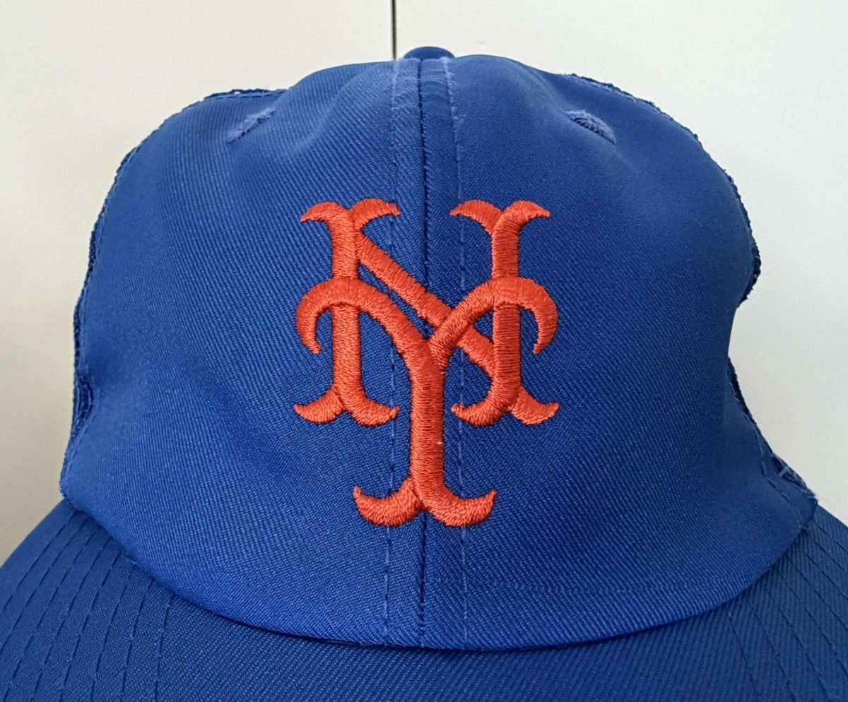 MLB NEW YORK METS BASEBALL CAP TRUCKER HAT MLB VINTAGE 80S 90S Size ONE SIZE - 2 Thumbnail