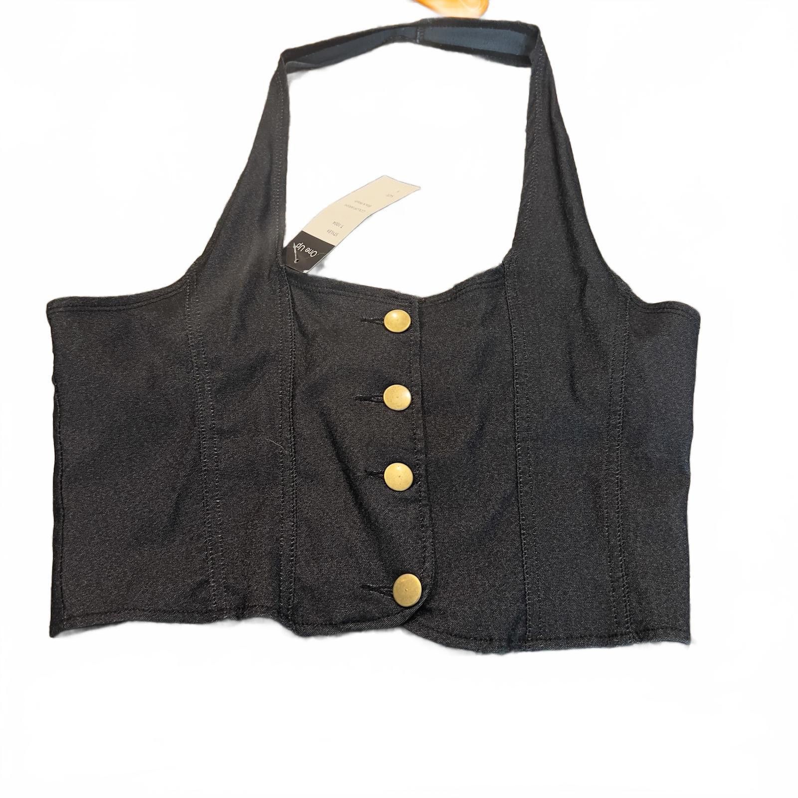Other One Up Women's Black Wash Halter Top, Size Small Size S / US 4 / IT 40 - 1 Thumbnail