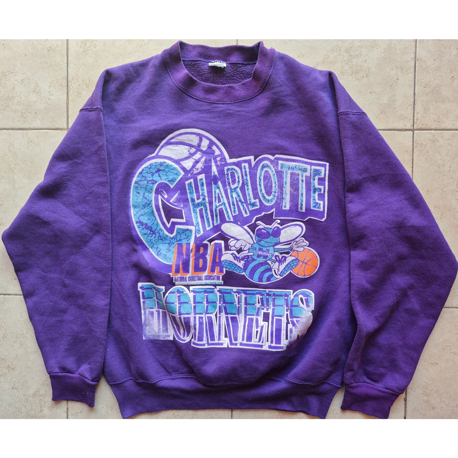 NBA × Starter Charlotte Hornets 90s STARTER crew sweatshirt M teal NBA vtg Size US L / EU 52-54 / 3 - 2 Thumbnail