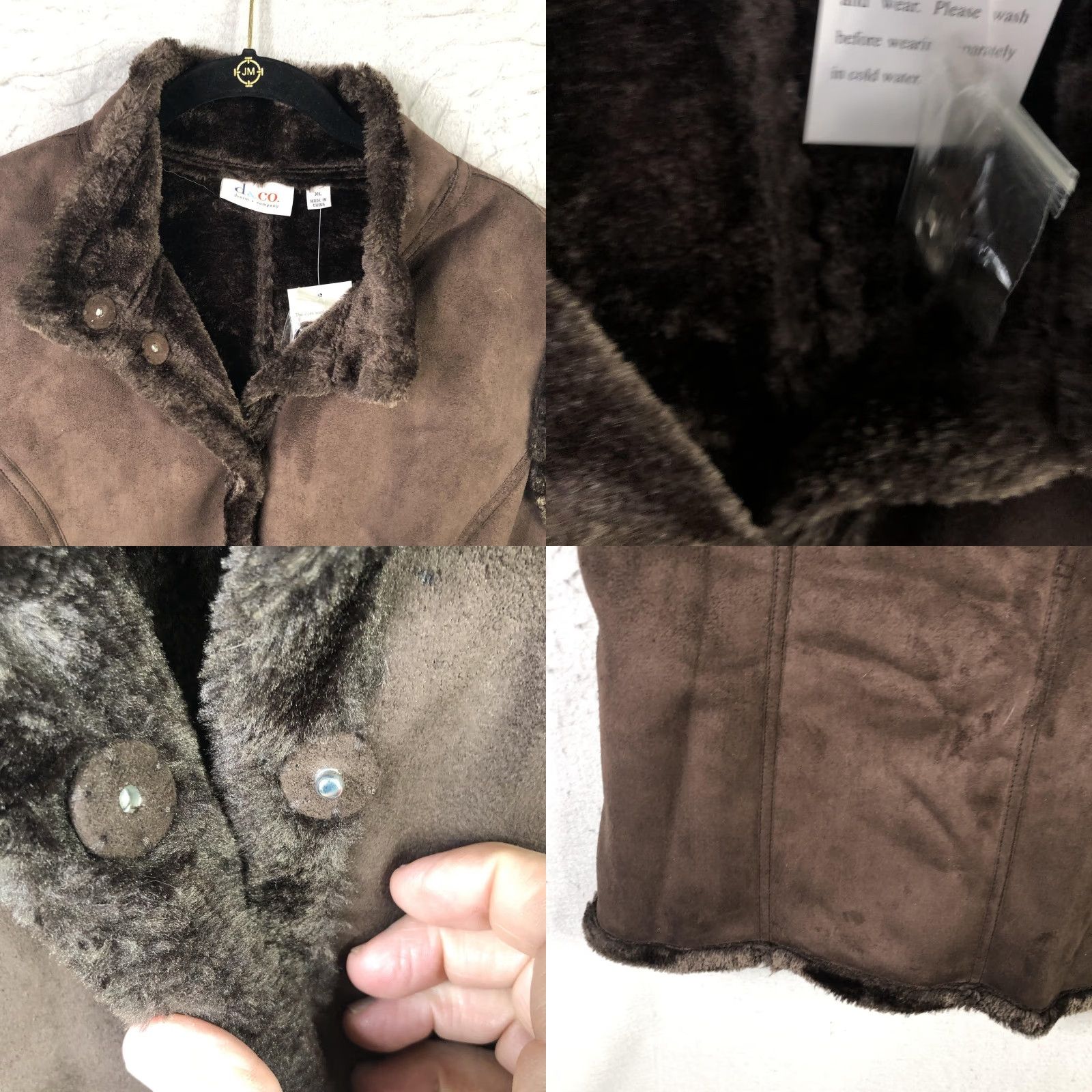 Denim & Co. Denim & Co Vest Womens XL Brown Faux Suede Faux Fur Sherpa Lined Snap Pockets Size XL / US 12-14 / IT 48-50 - 9 Thumbnail