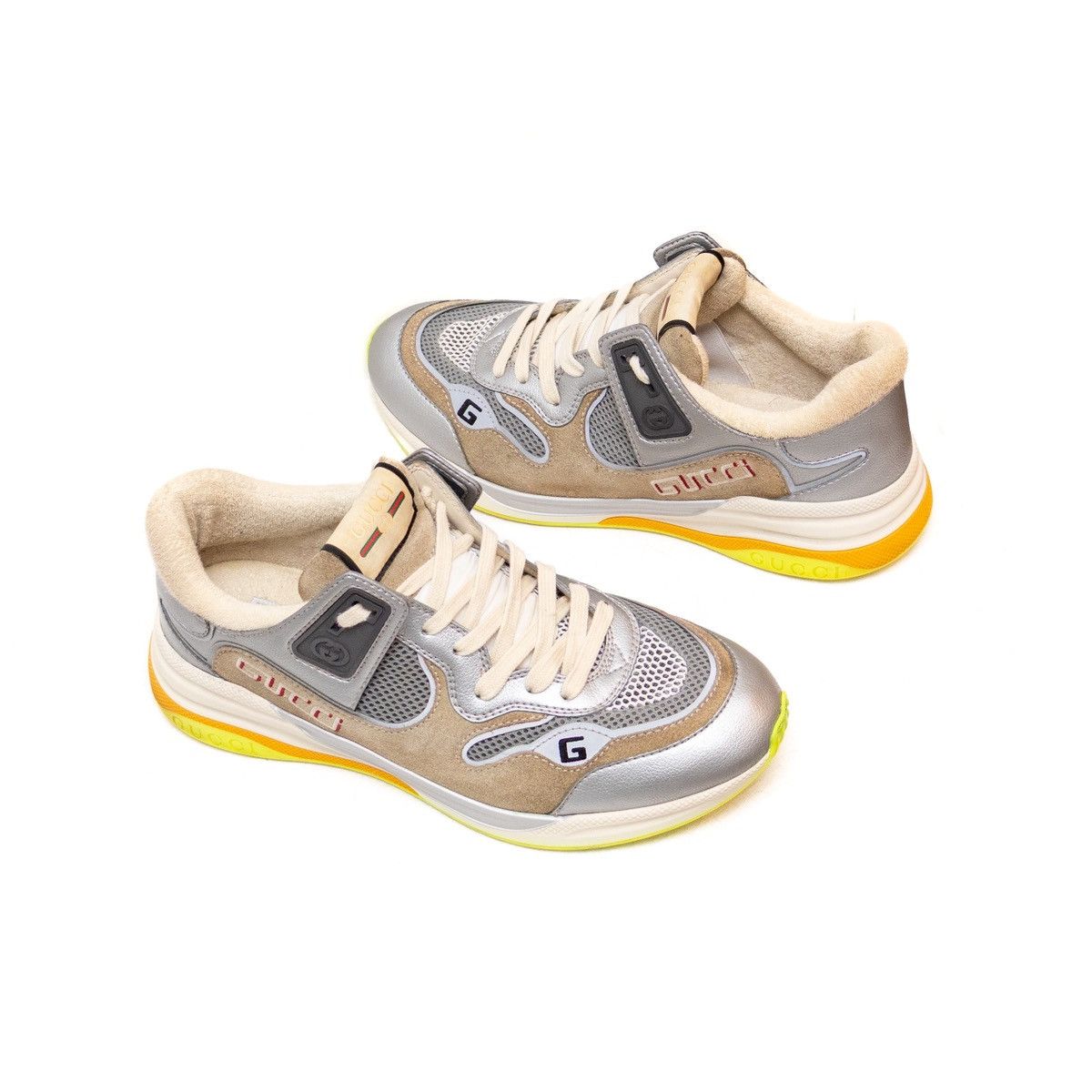 Gucci Gucci Grey / Beige Suede and Mesh Ultrapace Sneakers SizeUS9 Size US 9 / EU 42 - 7 Thumbnail