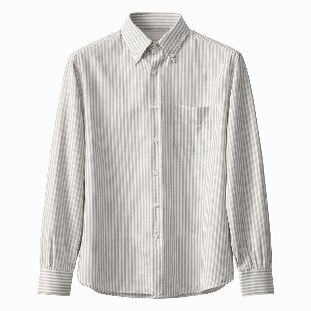 Brunello Cucinelli Brunello Cucinelli Grey White Stripe Button-Down Shirt Size US S / EU 44-46 / 1 - 1 Thumbnail