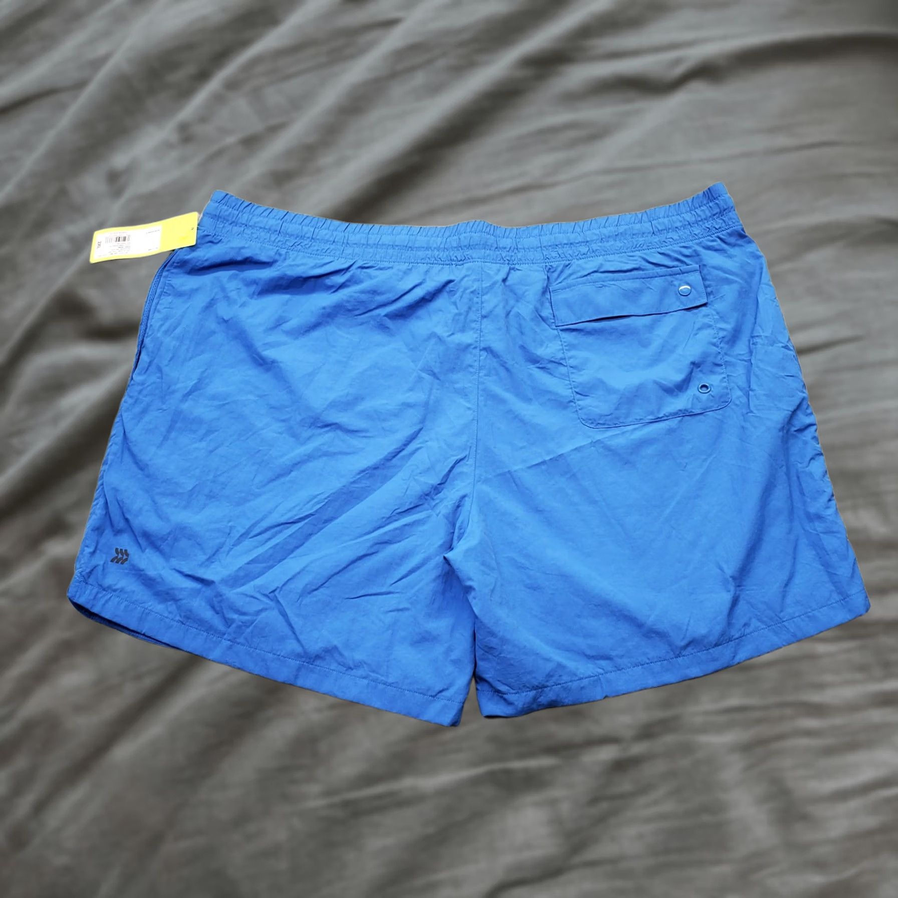 Vintage All In Motion Swim Shorts Mens 2XL Blue Swim Shorts Elastic Waist Drawstring Pockets Nylon 100% Stretch Size US 39 - 1 Thumbnail