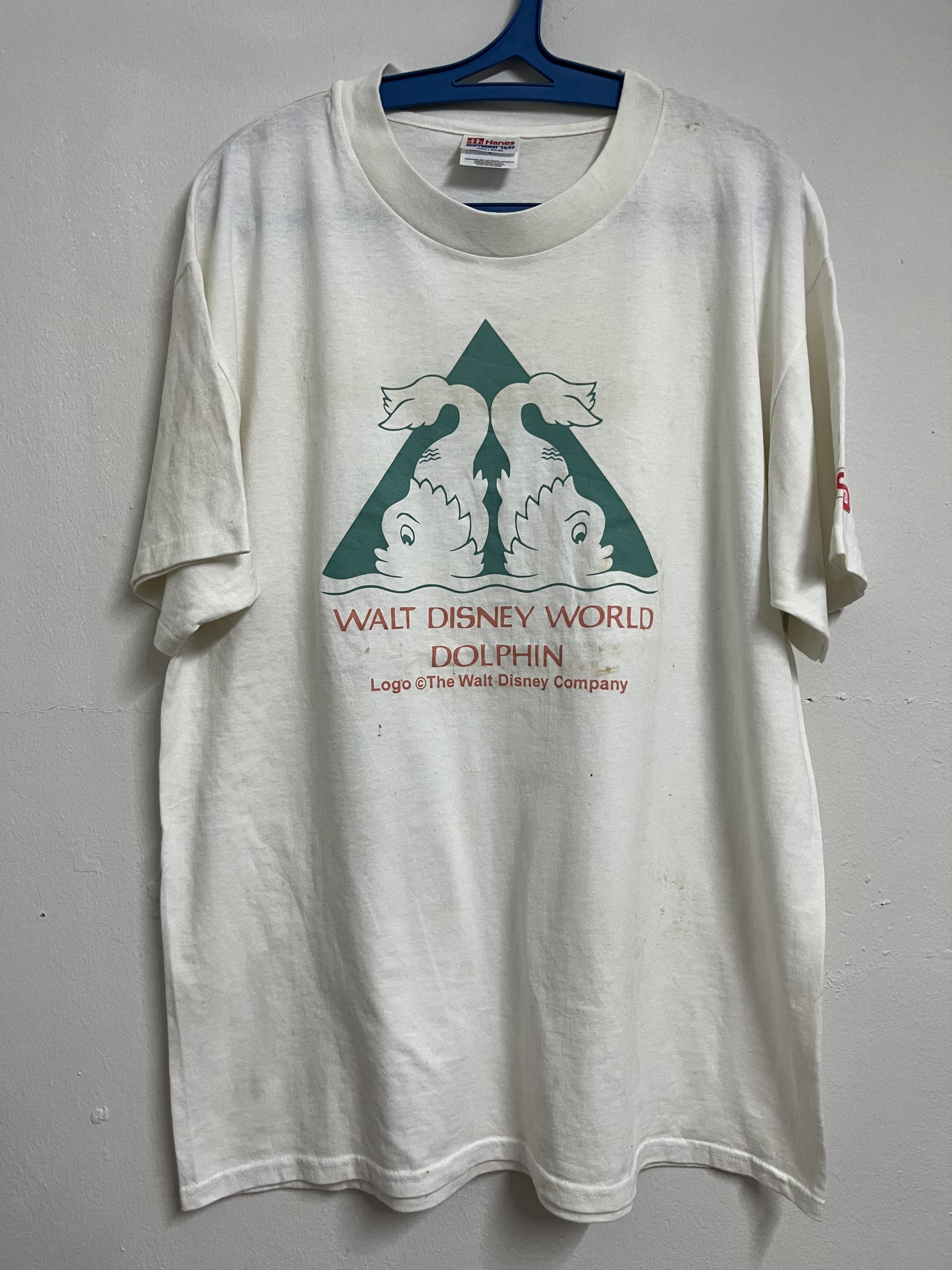 Disney 💥90s WALT DISNEY WORLD DOLPHIN Single Stitched Polycotton Size US L / EU 52-54 / 3 - 1 Thumbnail